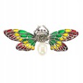 Schmetterling Brosche Rubine Markasiten Naturperle 925