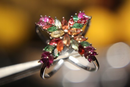 Silberring Saphire Diopside Rubine Größe 16