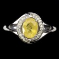 Silberring Ring Größe 19 gelber Saphir 925 Zirkonia