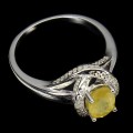 Silberring Ring Größe 19 gelber Saphir 925 Zirkonia