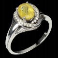 Silberring Ring Größe 19 gelber Saphir 925 Zirkonia