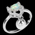 Ring zarter Opal weißer Topas Perle Größe 15