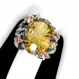 925er natur Ring 15ct Citrin Saphire Größe 16