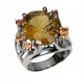925er natur Ring 15ct Citrin Saphire Größe 16