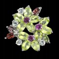 Ring Granate Olivin Aquamarin Blume Größe 17
