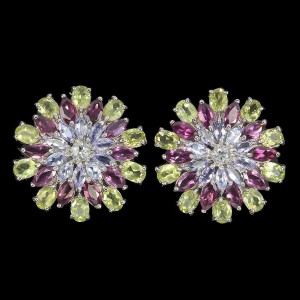 925 Ohrringe natürliche Olivin Granate Tansanite 5