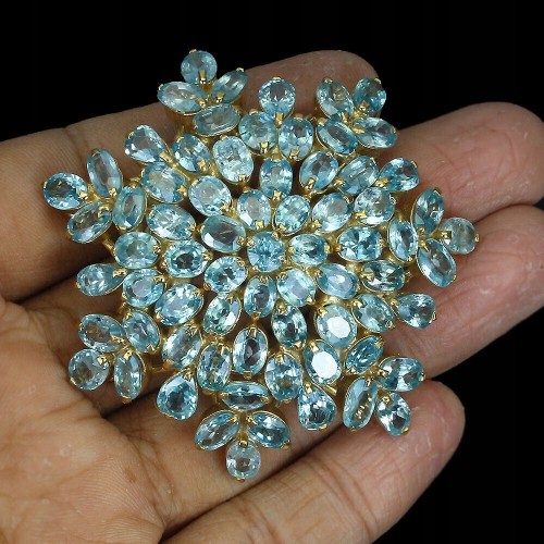 925er Brosche Anhänger mit natürlichen blauen Zirkonen