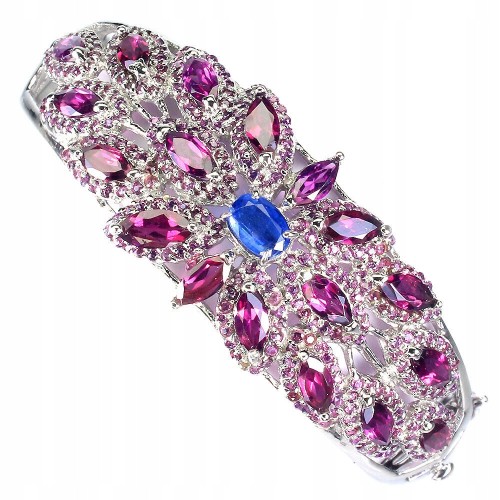 Armband aus 925er Silber mit natürlichem Granat Kyanit