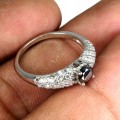 925er Ring schwarzer Diamant weißer Topas Größe 16