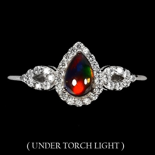 Zarter Ring natürlicher schwarzer Opal Größe 14 925