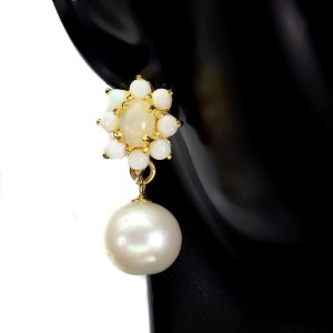 Silberohrringe natürliche Feueropale Perlen 5