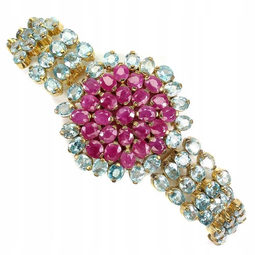 Silberarmband mit natürlichen Zirkonen Rubinen 925