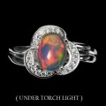Zarter Ring Größe 11 Feueropal mit Zirkonia