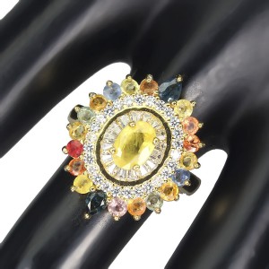 Ring Größe 16 Silber 925 gelbe Songea Saphire