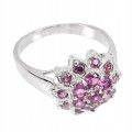Ring aus 925er Sterlingsilber Größe 16 Granate Rhodolit Blume