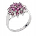 Ring aus 925er Sterlingsilber Größe 16 Granate Rhodolit Blume