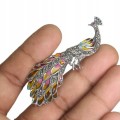 Brosche Markasit Pfau Rubin emailliertes Silber 925