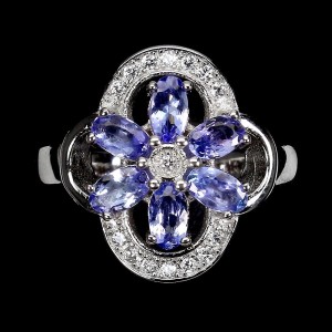 Ring aus 925er Sterlingsilber Größe 21 Tansanit Zirkonia