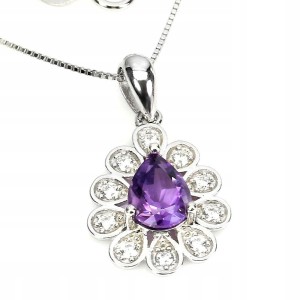 925 Zarte wunderschöne Amethyst Zirkonia Halskette