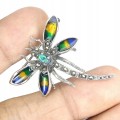 Brosche Silber Schwarz Opal Natürliche Markasit Libelle
