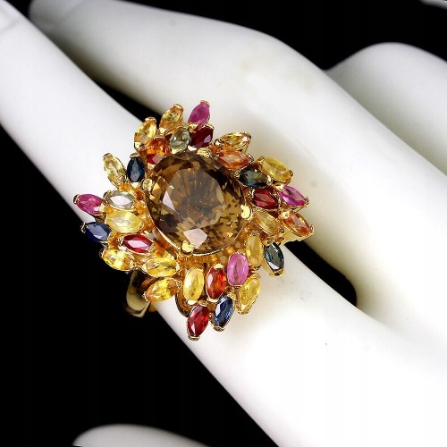 Ring aus Sterlingsilber Songea Saphire Rauchquarz Größe 15