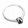 925 Ring mit schwarzem Diamant und weißem Topas Größe 17