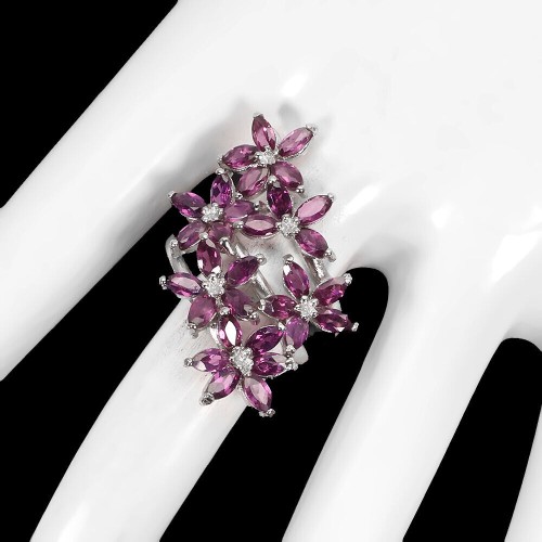 Ring Blume Größe 18 natürliche Rhodolit Granate