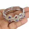 925 Armband natürliche Amethyste Granate Saphire