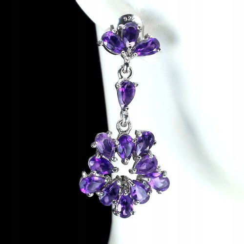 Hängende Silberohrringe 925 natürliche Amethyste 5