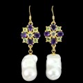 Silberohrringe natürliche Amethyste Olivin Perlen 5