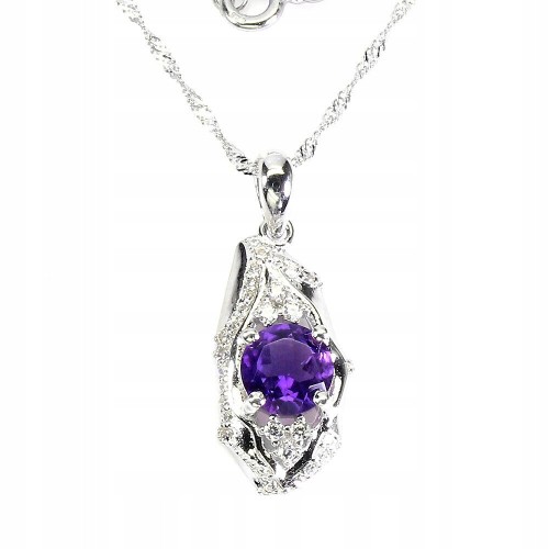 925 Zarte wunderschöne Halskette mit Amethyst Zirkonia