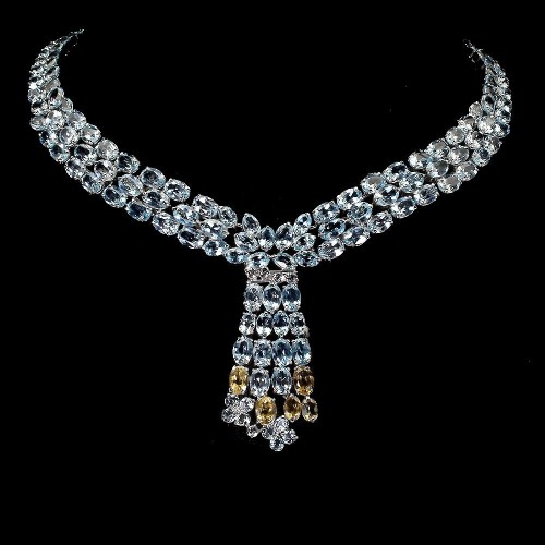 Silberhalskette Naturtopas Sky Citrin 925