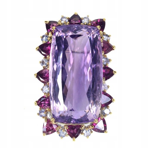 Brosche aus natürlichen 44,6 ct Amethyst Tansanit Granaten