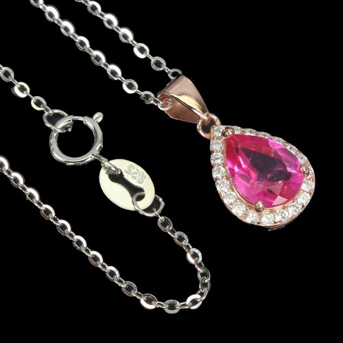 925 Zarte natürliche rosa Topas Halskette