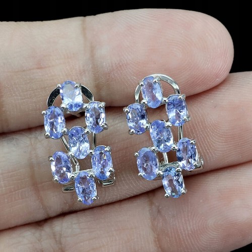5 zarte Ohrringe aus natürlichem Tansanit aus 925er Silber