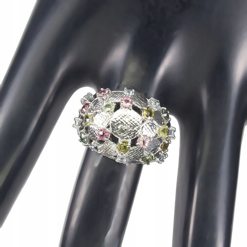 Ring natürlicher Aquamarin Turmalin Größe 17,5