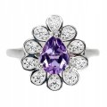 925 Ring Größe 14 natürlicher zarter Amethyst