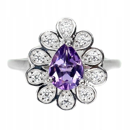 925 Ring Größe 14 natürlicher zarter Amethyst