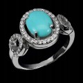 Wunderschöner Türkis Ring aus 925er Silber Größe 12,5