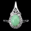 Natürlicher Chrysopras Ring aus Silber Größe 20