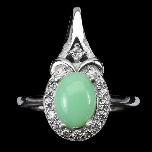 Natürlicher Chrysopras Ring aus Silber Größe 20