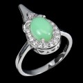 Natürlicher Chrysopras Ring aus Silber Größe 20