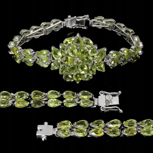 Wunderschönes Silberarmband mit natürlichem Olivin 925