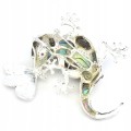 Brosche aus Sterlingsilber mit Perlmutt Olivin Gecko Anhänger