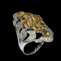 Songea Saphir Citrin Ring aus Sterlingsilber Größe 16