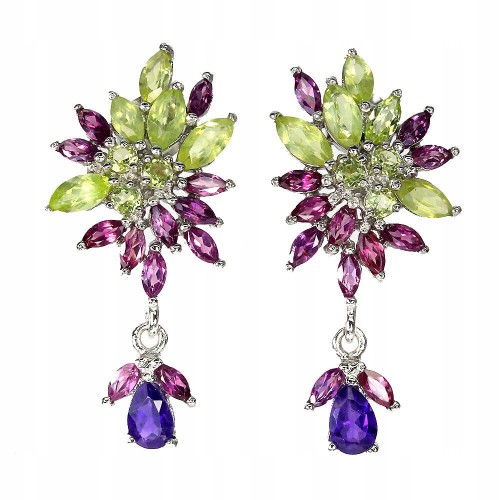 Ohrringe 925 natürliche Olivin Amethyste Granate 5