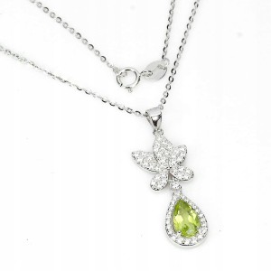Halskette Peridot mit Zirkonia zart 925 schön