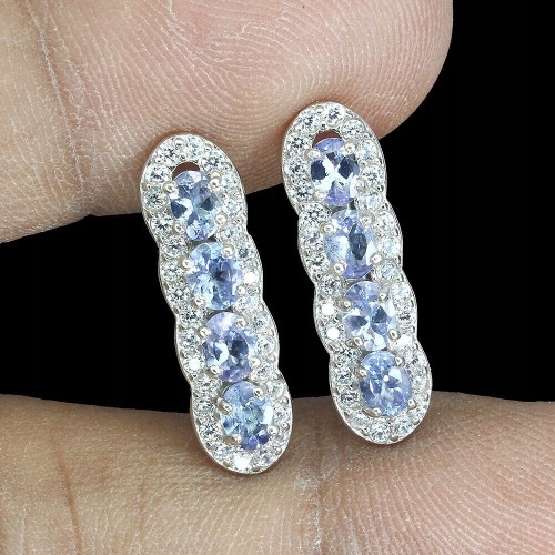 Zarte Ohrringe aus 925er Silber mit natürlichem Tansanit 5