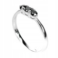 Zarter Ring mit schwarzen Diamanten in Silber Größe 17