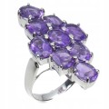 925 Ring Größe 19 natürliche Amethyste wunderschön